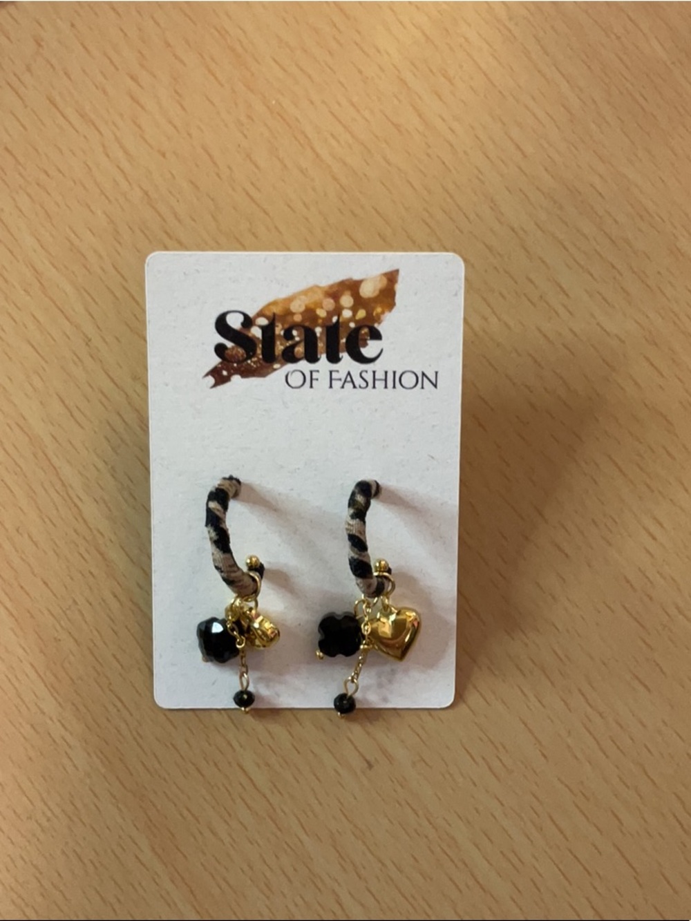 New leopard heart post C style dangle earring~ State Of Fashion